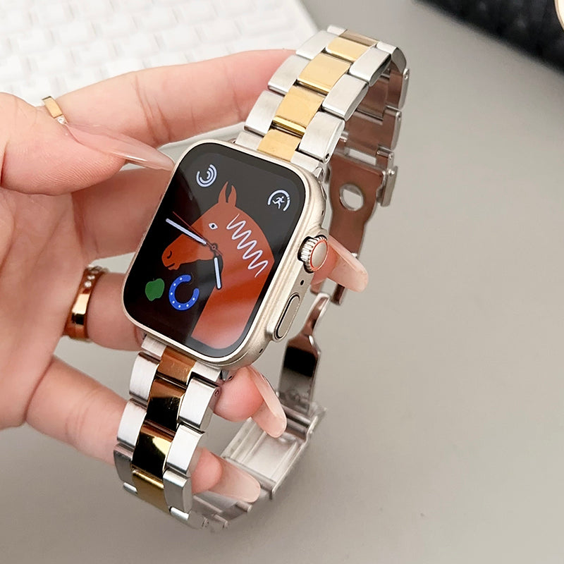 For Apple Watch Ultra 2 Ultra 49mm / Series 9 8 7 45mm / SE (2023) SE (2022) SE 6 5 4 44mm / 3 2 1 42mm Watch Strap 3-Bead - Silver For Apple Watch Ultra 2 Ultra 49mm / Series 9 8 7 45mm / SE (2023) SE (2022) SE 6 5 4 44mm / 3 2 1 42mm Watch Strap 3-Bead - Silver